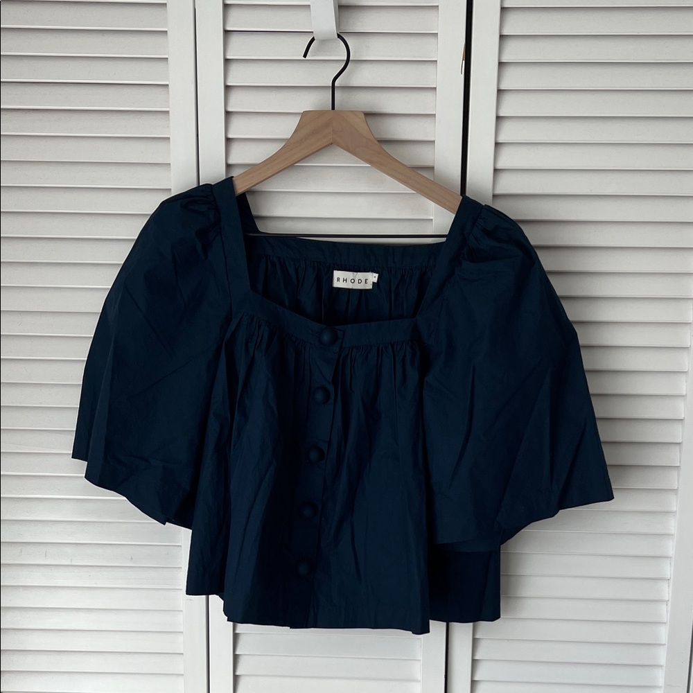 RHODE Gabriel Dark Blue Women's Blouse Sz S